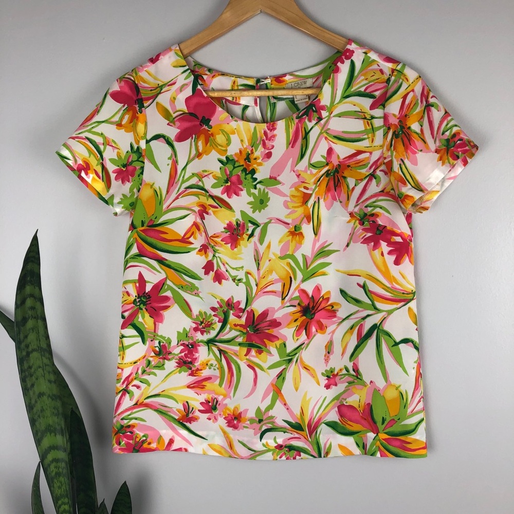 J.Crew Bright Floral Printed T-Shirt - Size XXS